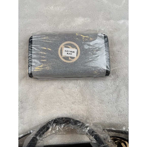 Dasein Black Croc Embossed Satchel Handbag Gold Accent Chain Strap New - Picture 4 of 12